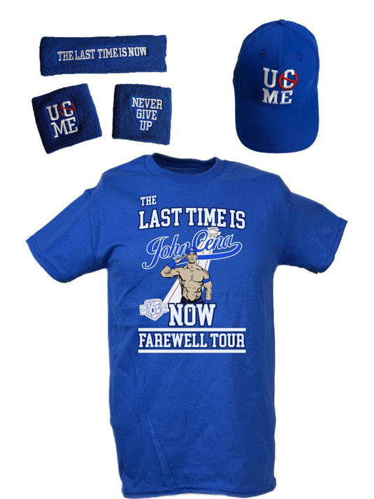 John Cena 2025 Farewell Tour Last Time Is Now Blue Youth Costume T-shirt Hat Wristbands
