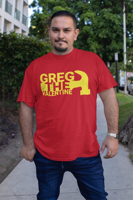 Load image into Gallery viewer, Greg the Hammer Valentine Mens Red T-shirt
