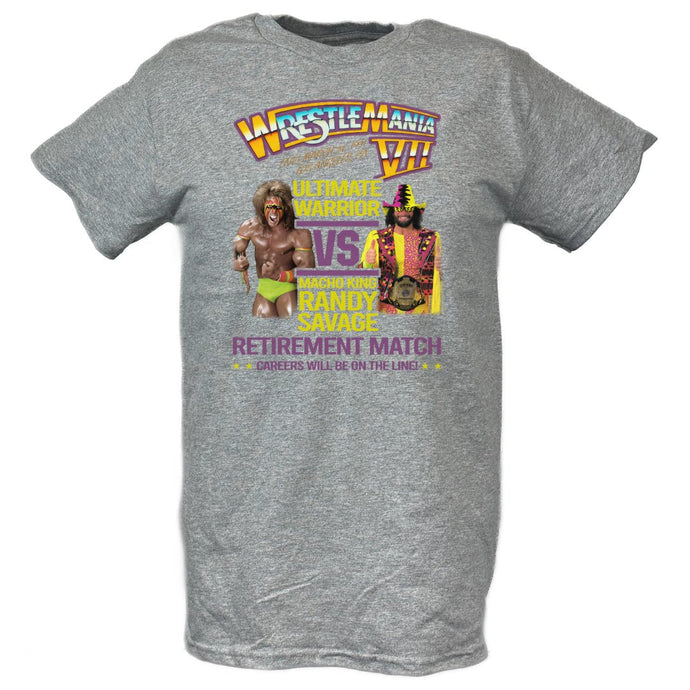 Wrestlemania 7 Ultimate Warrior vs Macho Man Randy Savage WWE Mens T-shirt