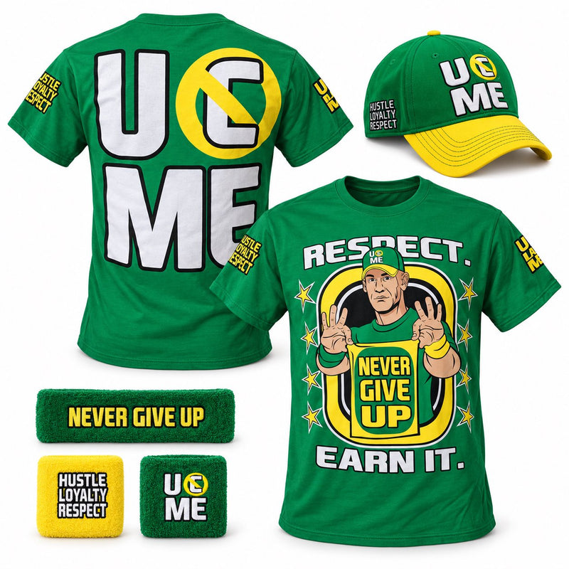 Load image into Gallery viewer, John Cena Earn The Day Mens Costume T-shirt Baseball Hat Headband Wristbands
