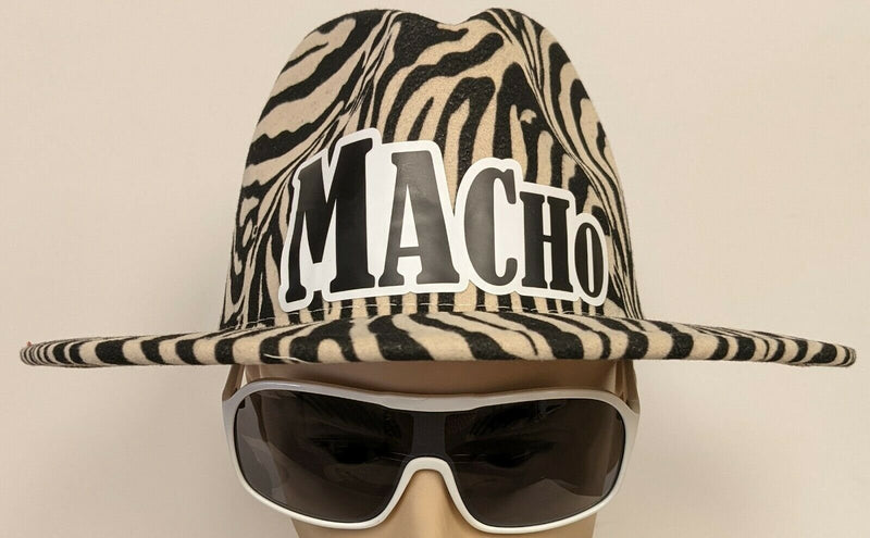 Load image into Gallery viewer, Macho Man Zebra Striped Cowboy Hat Sunglasses Halloween Costume
