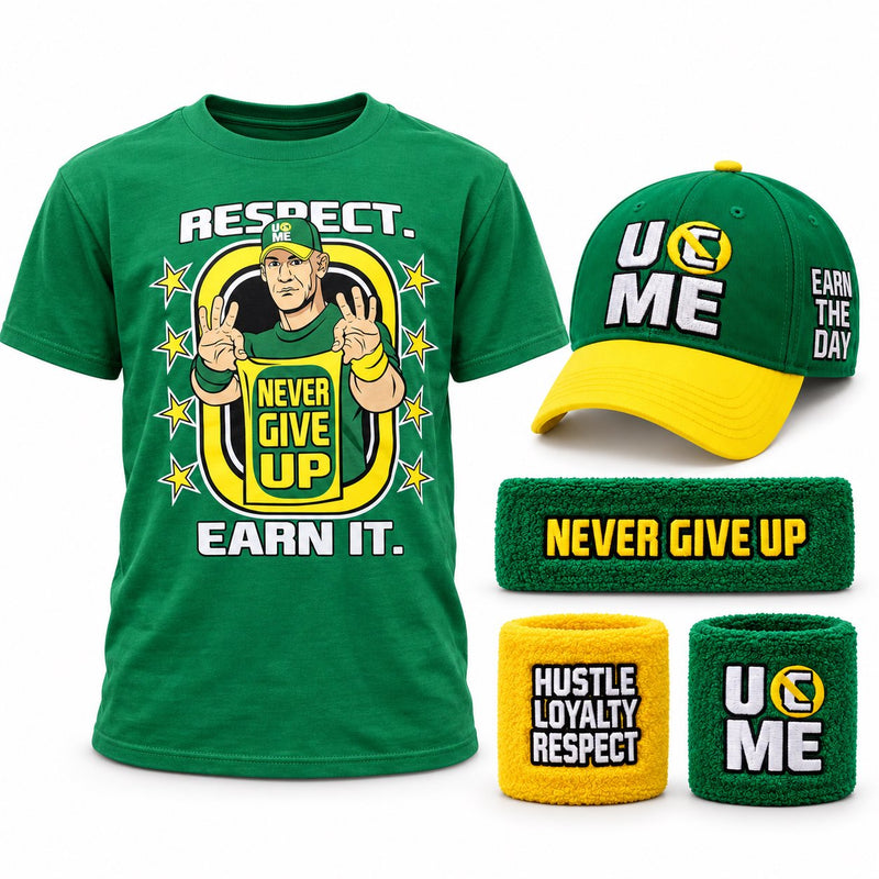 Load image into Gallery viewer, John Cena Earn The Day Youth Boys Costume T-shirt Baseball Hat Headband Wristbands
