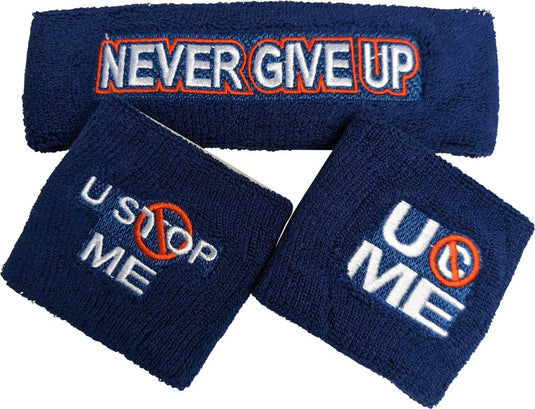 John Cena U Can't Stop Me Blue Headband Wristbands Set