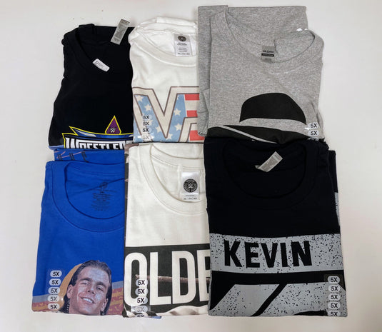 6 Men Size 5XL WWE T-shirts | Cena Orton Undertaker The Rock Lot 1