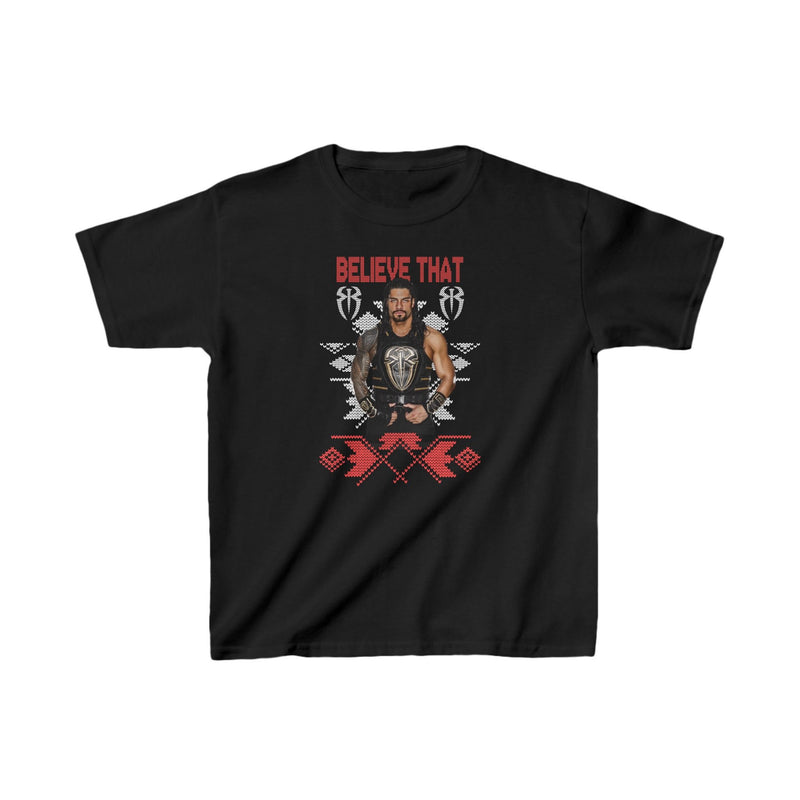 Load image into Gallery viewer, Roman Reigns Believe That Christmas Kids Youth Black T-shirt
