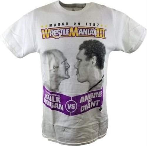 Wrestlemania 3 Hulk Hogan Andre the Giant Mens White T-shirt