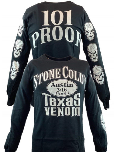 Stone Cold Steve Austin Long Sleeve Texas Venom 101 Proof Mens T-shirt