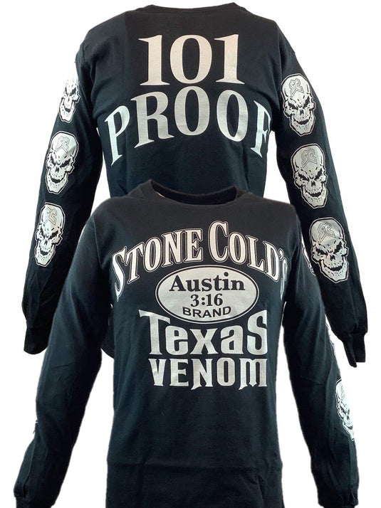 Stone Cold Steve Austin Long Sleeve Texas Venom 101 Proof Mens T-shirt