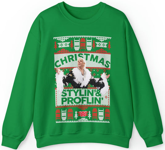 Ric Flair Christmas Stylin and Proflin Flair Ugly Green Christmas Sweater