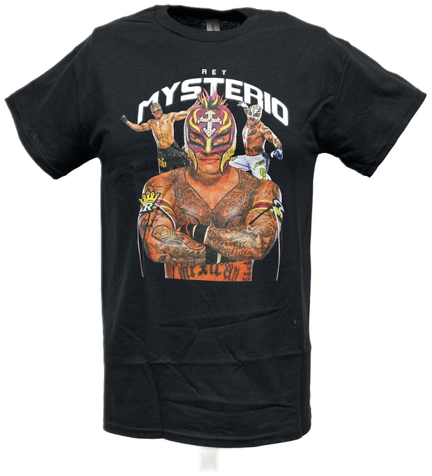 Rey Mysterio Three Pose Men's Black T-shirt