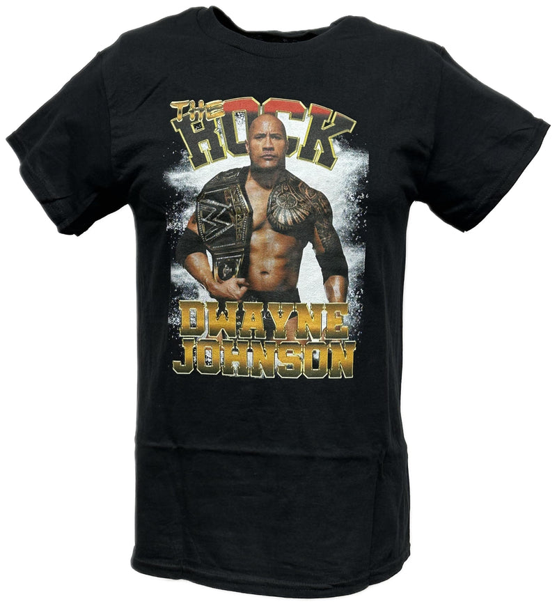 Load image into Gallery viewer, Dwayne The Rock Johnson Championship Belt Black WWE T-shirt

