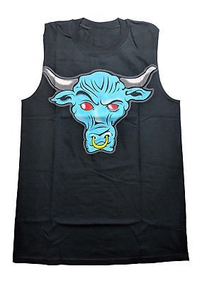 Load image into Gallery viewer, The Rock Blue Brahma Bull Sleeveless Black Muscle T-shirt
