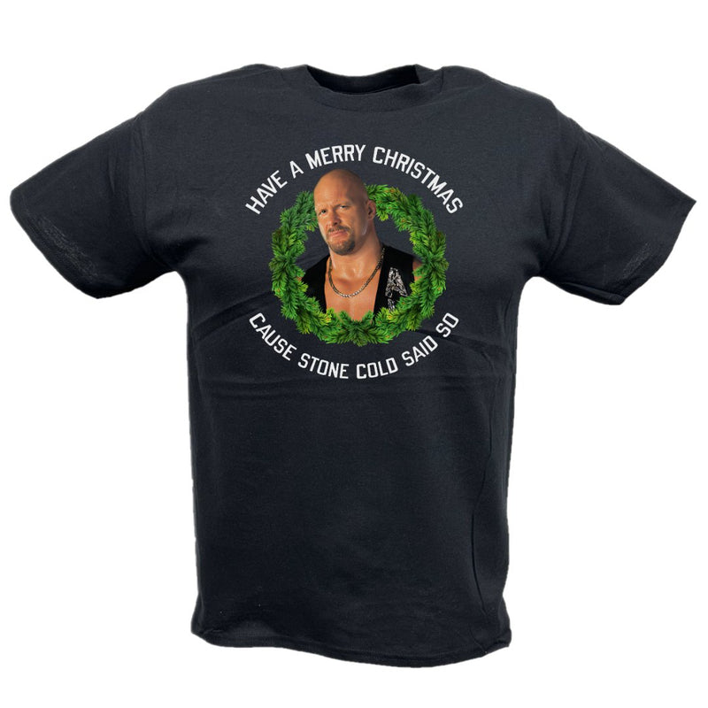 Load image into Gallery viewer, Merry Christmas Cause Stone Cold Steve Said So Kids Youth Black T-shirt by EWS | Extreme Wrestling Shirts
