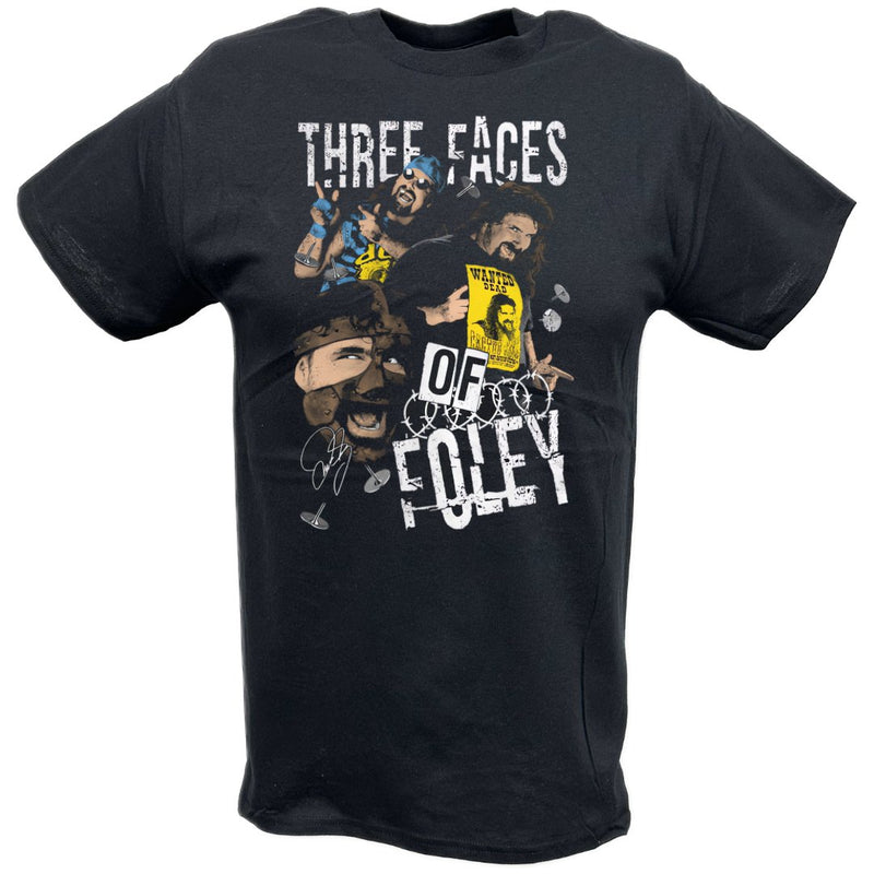 Load image into Gallery viewer, Mick Foley Three Faces Of Foley Black T-shirt by EWS | Extreme Wrestling Shirts
