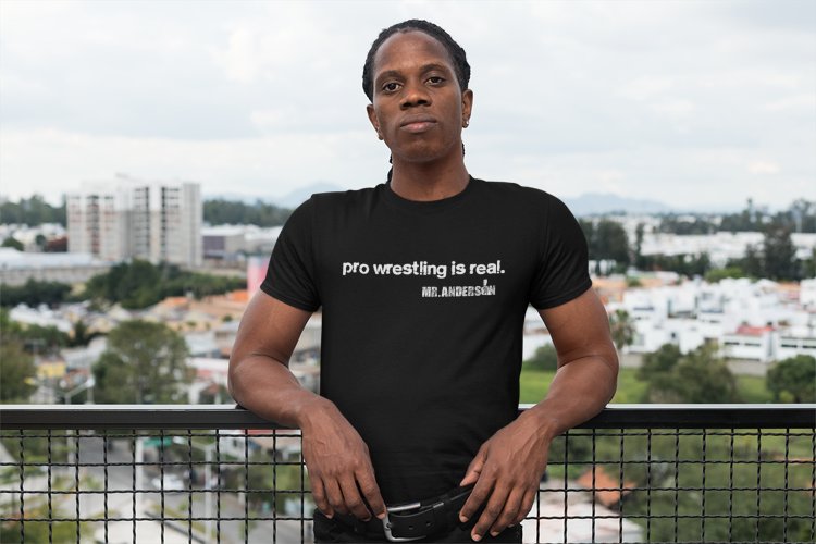 Load image into Gallery viewer, Mr Ken Anderson Pro Wrestling Is Real People Are Fake Black T-shirt by EWS | Extreme Wrestling Shirts
