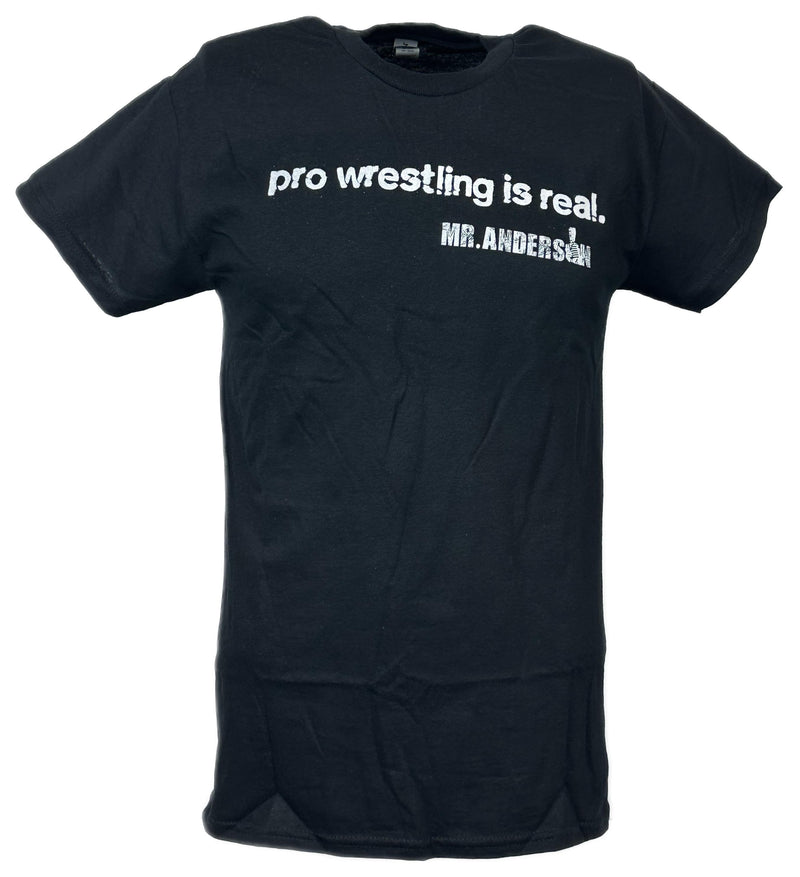 Load image into Gallery viewer, Mr Ken Anderson Pro Wrestling Is Real People Are Fake Black T-shirt by EWS | Extreme Wrestling Shirts
