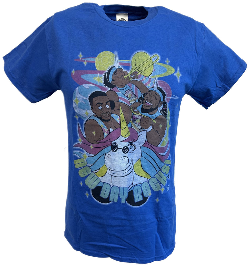 Load image into Gallery viewer, New Day Rocks Unicorn Blue Mens WWE T-shirt Sports Mem, Cards &amp; Fan Shop &gt; Fan Apparel &amp; Souvenirs &gt; Wrestling by Freeze | Extreme Wrestling Shirts
