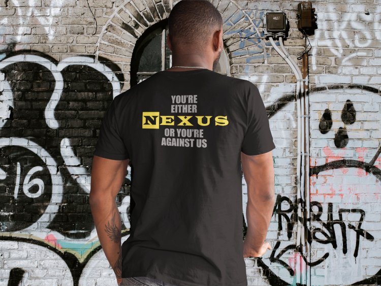 Load image into Gallery viewer, Nexus or Against Us Mens Black T-shirt CM Punk Wade Barrett Daniel Bryan with Nexus armband Sports Mem, Cards &amp; Fan Shop > Fan Apparel &amp; Souvenirs > Wrestling by EWS | Extreme Wrestling Shirts
