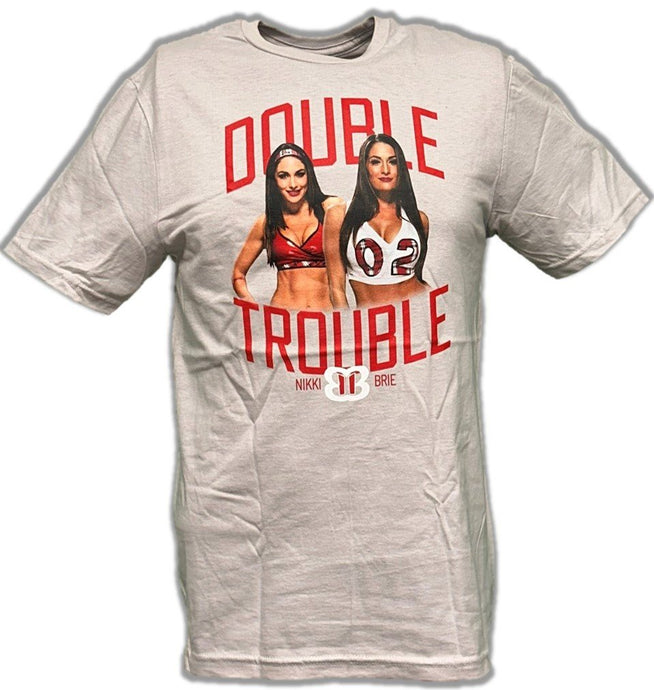 Nikki Brie Bella Twins Double Trouble Grey Adult T-Shirt by WWE | Extreme Wrestling Shirts