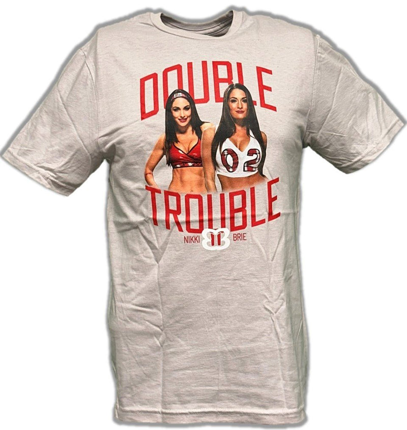 Load image into Gallery viewer, Nikki Brie Bella Twins Double Trouble Grey Adult T-Shirt by WWE | Extreme Wrestling Shirts
