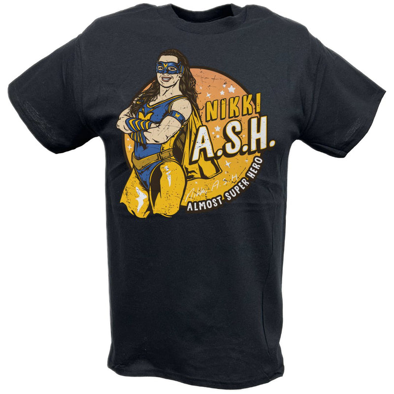 Load image into Gallery viewer, Nikki Cross ASH Almost Super Hero Black T-shirt by EWS | Extreme Wrestling Shirts
