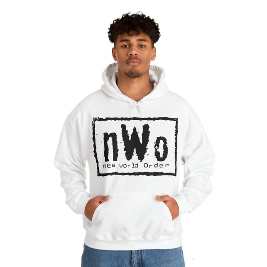 nWo New World Order Mens White Pullover Hoody Sweatshirt by WWE | Extreme Wrestling Shirts