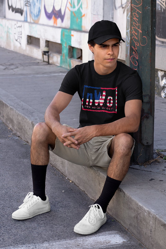 nWo New World Order Red White Blue USA Logo T-shirt by EWS | Extreme Wrestling Shirts