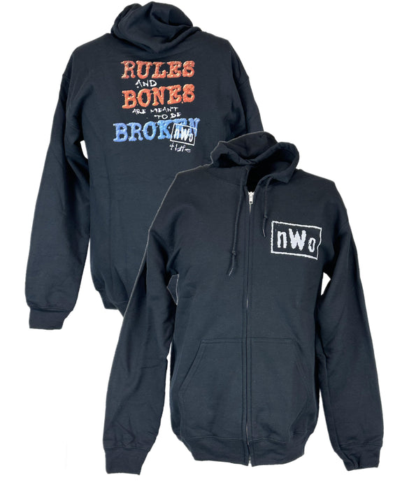 nWo Rules Bones Meant to Be Broken New World Order Black Hoody Sweatshirt by WWE | Extreme Wrestling Shirts