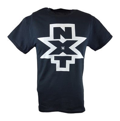 NXT Vertical Fence Logo WWE Mens Black T-shirt by WWE | Extreme Wrestling Shirts