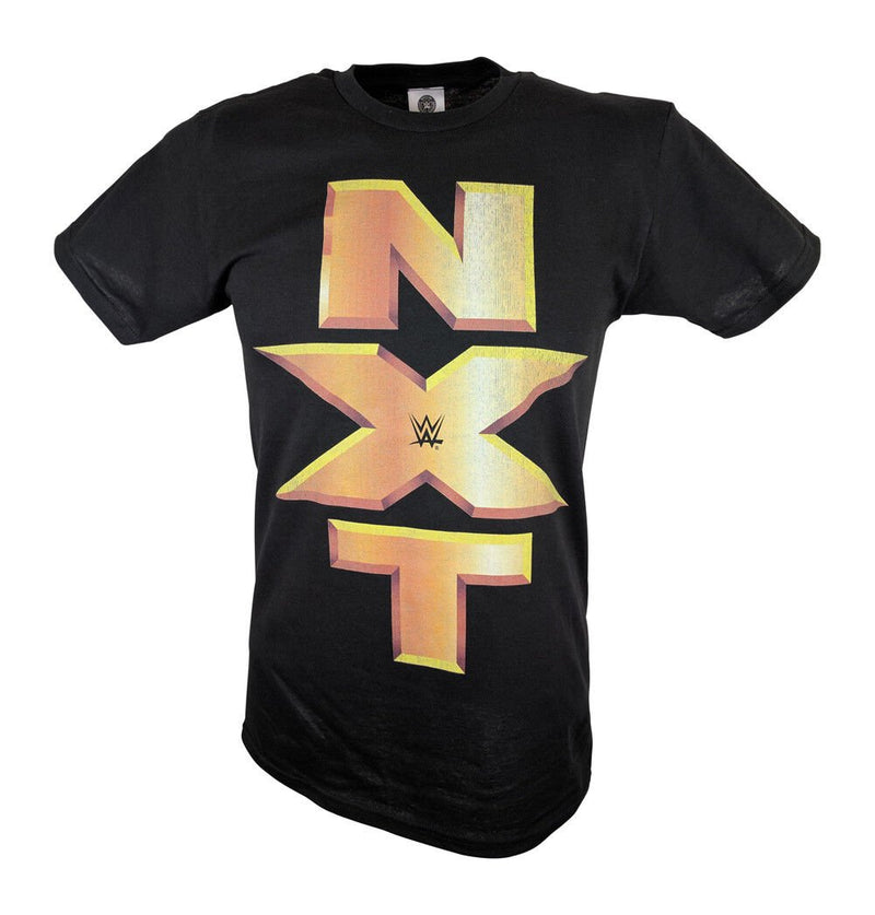 Load image into Gallery viewer, NXT Vertical Gold Logo WWE Mens Black T-shirt Sports Mem, Cards &amp; Fan Shop &gt; Fan Apparel &amp; Souvenirs &gt; Wrestling by Freeze | Extreme Wrestling Shirts
