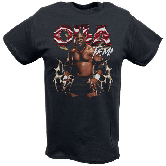 Oba Femi Pose Black T-shirt by EWS | Extreme Wrestling Shirts