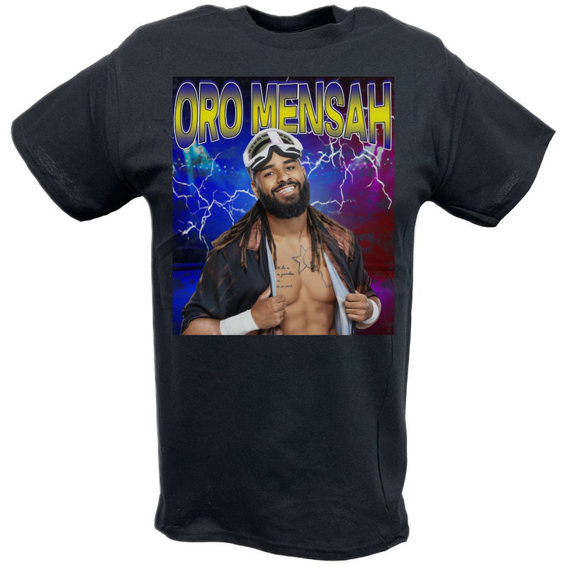 Load image into Gallery viewer, Oro Mensah Highlight Black T-shirt by EWS | Extreme Wrestling Shirts
