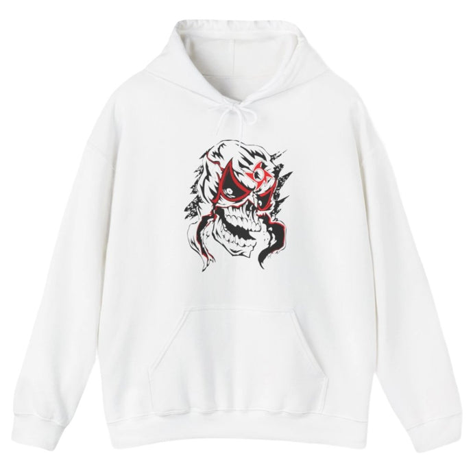 Pentagón Jr Penta Wrestler Luchador Mask Logo White Pullover Hoody by EWS | Extreme Wrestling Shirts