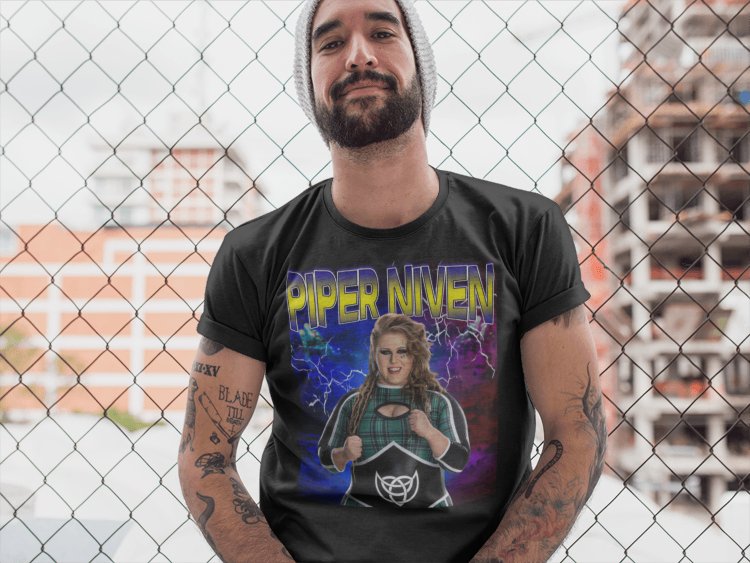 Load image into Gallery viewer, Piper Niven Highlight Black T-shirt by EWS | Extreme Wrestling Shirts
