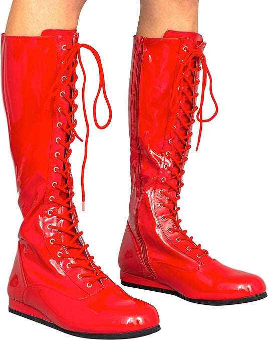 Pro Wrestling Lace-Up Costume Boots - Choice of Color Red S by EWS | Extreme Wrestling Shirts