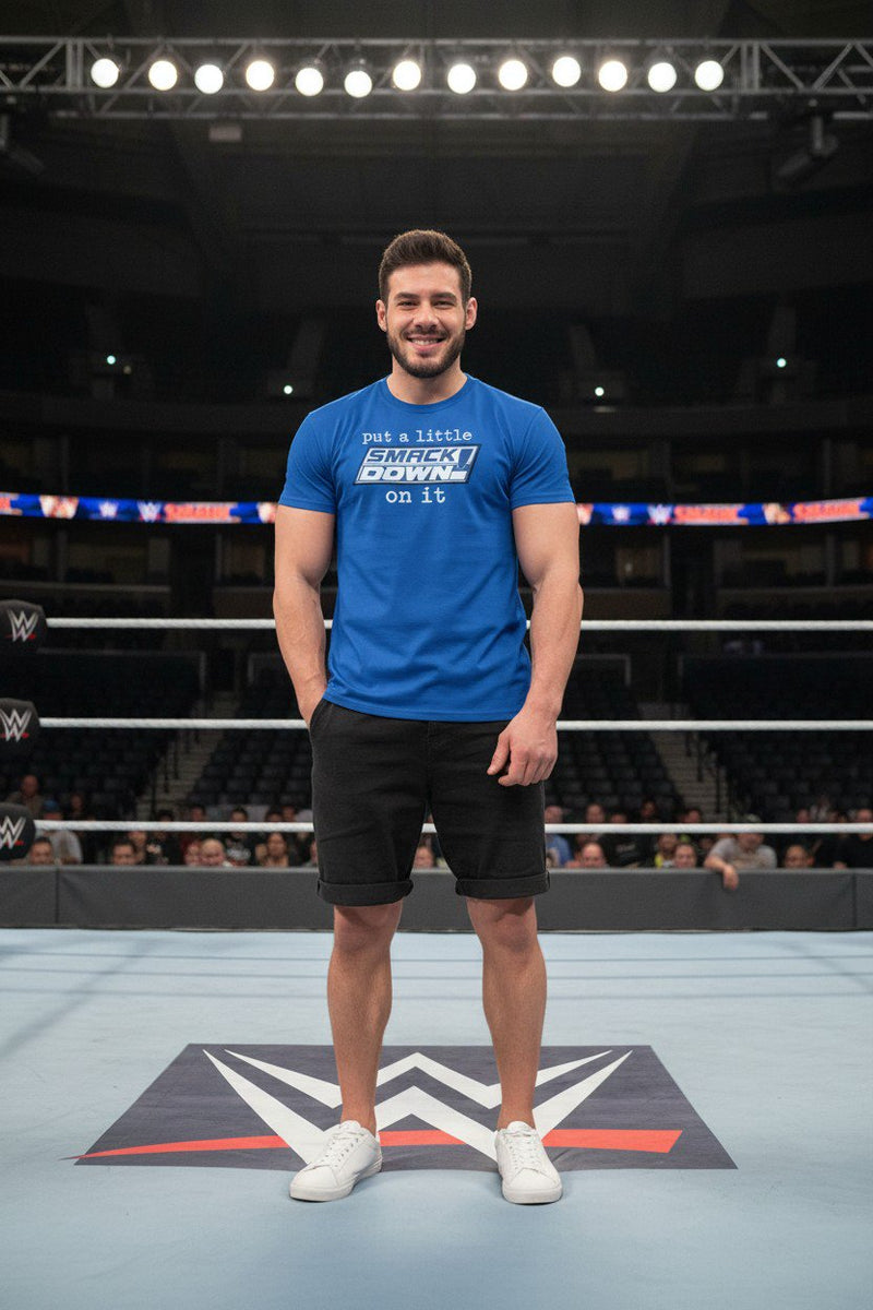 Load image into Gallery viewer, Put A Little Smackdown On It Blue T-shirt by EWS | Extreme Wrestling Shirts
