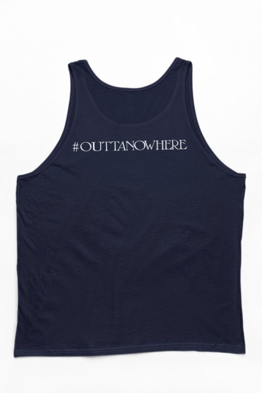 Load image into Gallery viewer, Randy Orton RKO #OuttaNoWhere Navy Blue Tank Top Shirt by EWS | Extreme Wrestling Shirts
