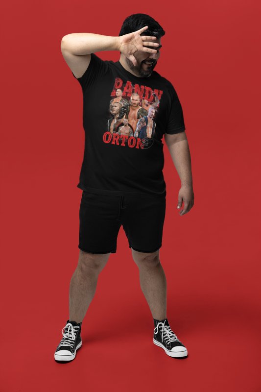 Load image into Gallery viewer, Randy Orton Six Pose Red Logo T-shirt by EWS | Extreme Wrestling Shirts
