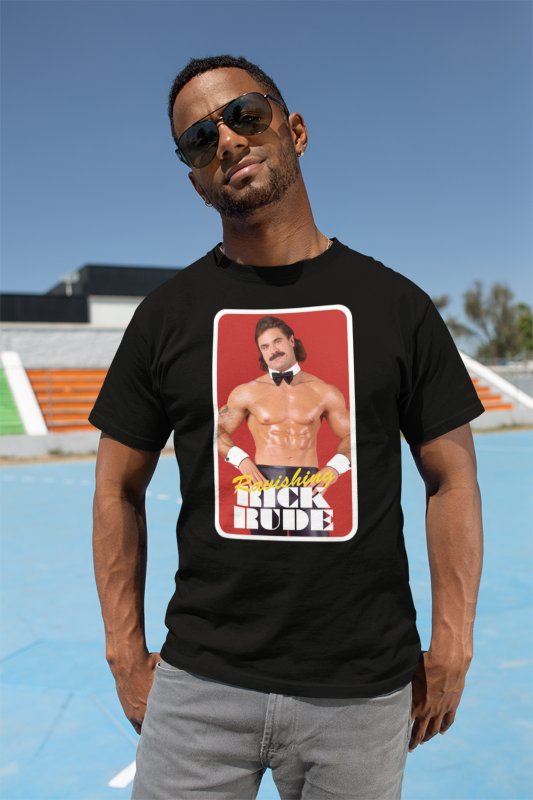 Load image into Gallery viewer, Ravishing Rick Rude Chippendales Black T-shirt by EWS | Extreme Wrestling Shirts
