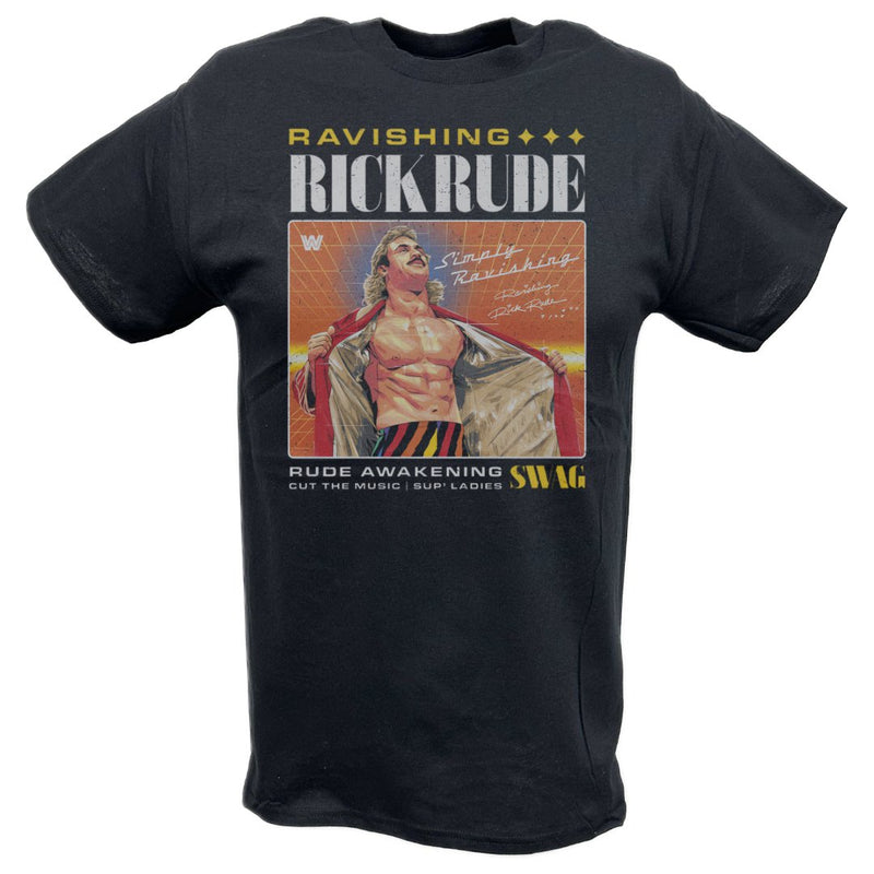 Load image into Gallery viewer, Ravishing Rick Rude Cut the Music Black T-shirt by EWS | Extreme Wrestling Shirts
