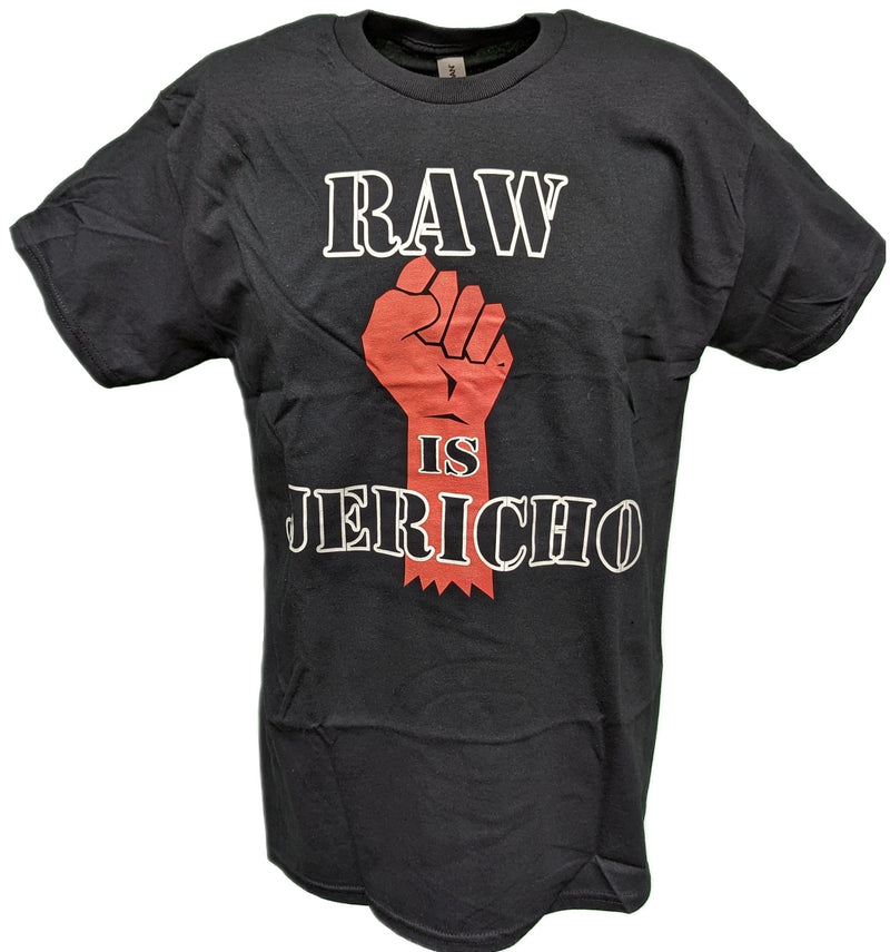 Load image into Gallery viewer, RAW IS Chris Jericho Red Fist Mens Black T-shirt by EWS | Extreme Wrestling Shirts
