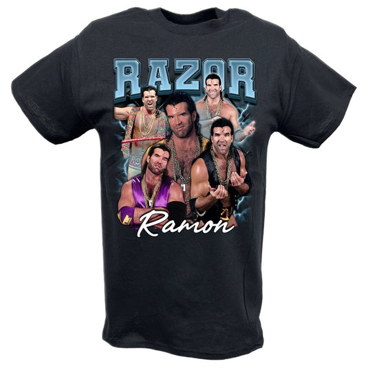 Razor Ramon Five Pose Black T-shirt by EWS | Extreme Wrestling Shirts