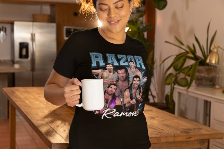 Load image into Gallery viewer, Razor Ramon Five Pose Black T-shirt by EWS | Extreme Wrestling Shirts
