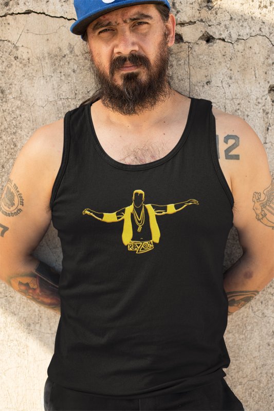 Load image into Gallery viewer, Razor Ramon Gold Swag Black Tank Top Shirt by EWS | Extreme Wrestling Shirts
