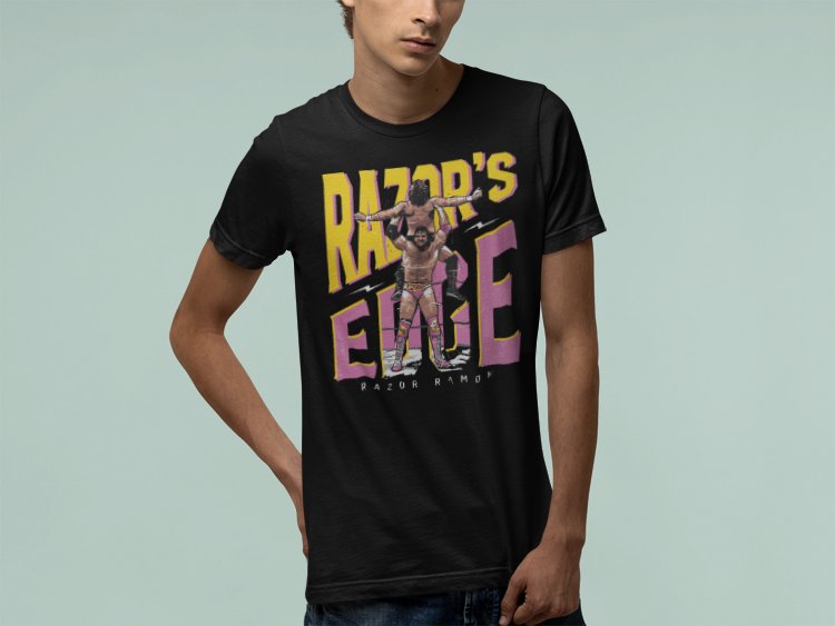 Load image into Gallery viewer, Razor Ramon Razor&#39;s Edge Black T-shirt by EWS | Extreme Wrestling Shirts
