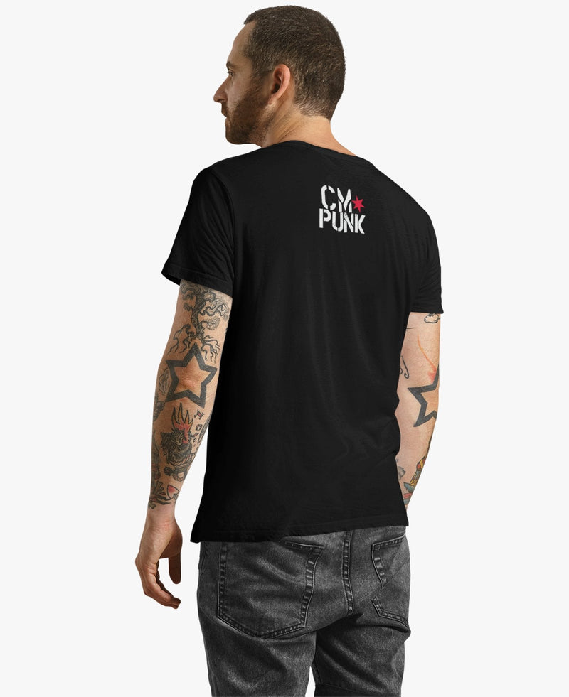 Load image into Gallery viewer, Return of CM Punk Blue Logo Black T-shirt by EWS | Extreme Wrestling Shirts
