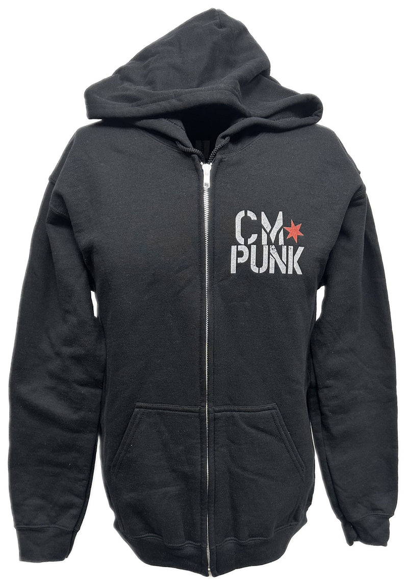 Load image into Gallery viewer, Return of CM Punk Blue Logo Black Zipper Hoody by EWS | Extreme Wrestling Shirts
