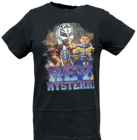 Rey Mysterio and Dominic Tag Team Men's Black T-shirt by WWE | Extreme Wrestling Shirts