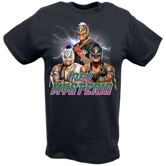 Rey Mysterio Lightning Three Pose T-shirt by EWS | Extreme Wrestling Shirts