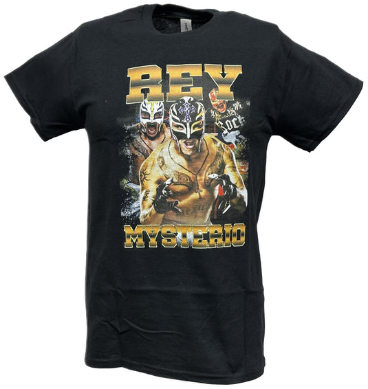 Rey Mysterio Shouting Mens Black T-shirt WWE by WWE | Extreme Wrestling Shirts